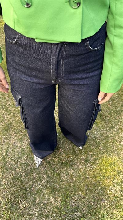 ORJİNAL MODEL KOYU LACİVERT KARGO JEAN PANTOLON