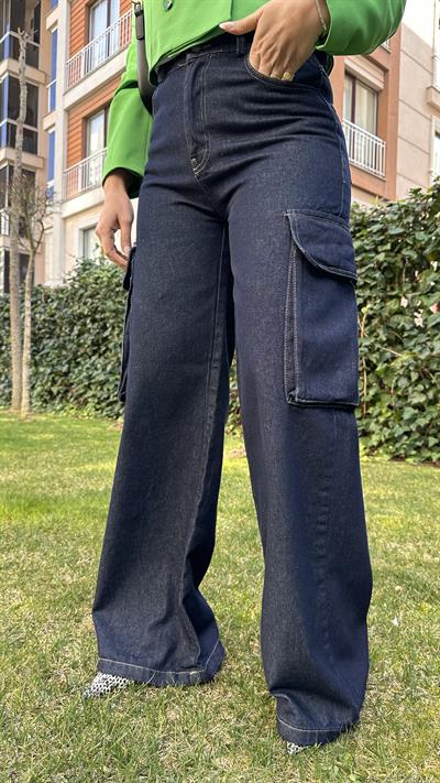 ORJİNAL MODEL KOYU LACİVERT KARGO JEAN PANTOLON