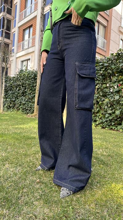 ORJİNAL MODEL KOYU LACİVERT KARGO JEAN PANTOLON