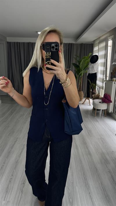 ORJİNAL MODEL LACİVERT MERSERİZE YELEK