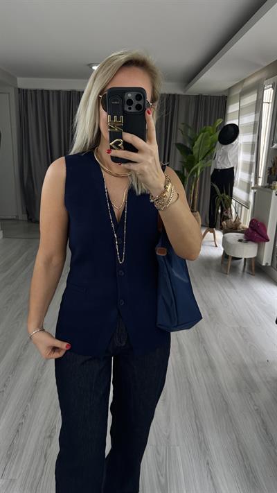 ORJİNAL MODEL LACİVERT MERSERİZE YELEK
