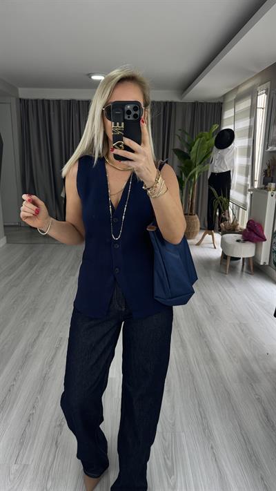 ORJİNAL MODEL LACİVERT MERSERİZE YELEK