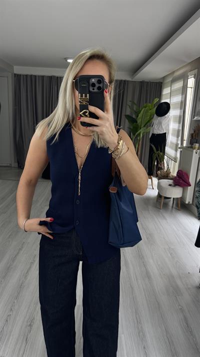 ORJİNAL MODEL LACİVERT MERSERİZE YELEK