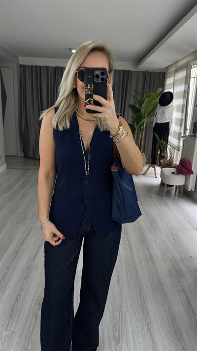 ORJİNAL MODEL LACİVERT MERSERİZE YELEK