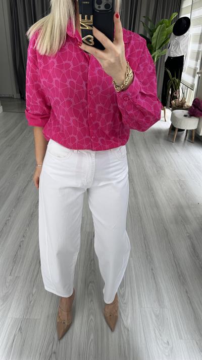 ORJİNAL MODEL LİKRALI BİNİCİ MODEL BEYAZ JEAN PANTOLON