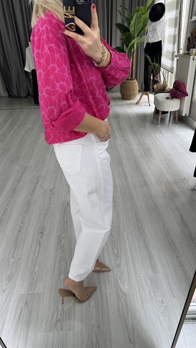 ORJİNAL MODEL LİKRALI BİNİCİ MODEL BEYAZ JEAN PANTOLON