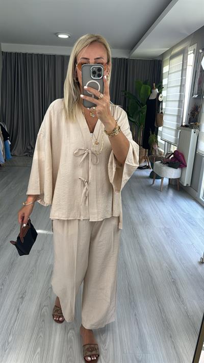 ORJİNAL MODEL ÖNDEN BAĞCIKLI TAŞ RENGİ TAKIM