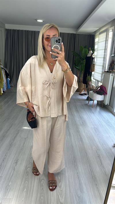 ORJİNAL MODEL ÖNDEN BAĞCIKLI TAŞ RENGİ TAKIM