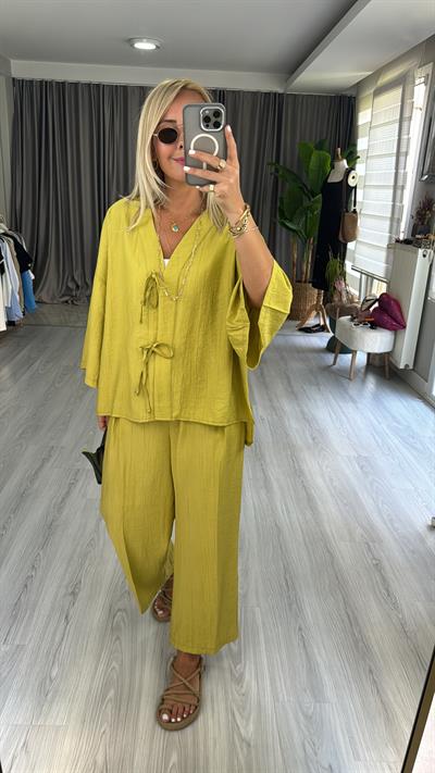 ORJİNAL MODEL ÖNDEN BAĞCIKLI YAĞ YEŞİLİ TAKIM