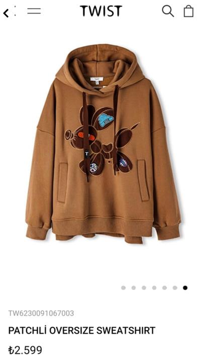 ORJİNAL MODEL ÖNÜ İŞLEMELİ  ŞARDONLU KAHVERENGİ SWEAT