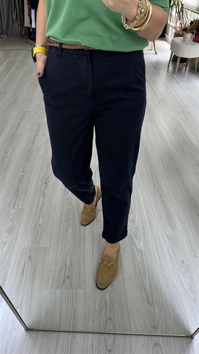 ORJİNAL MODEL, ÖRGÜ KEMERLİ, GABARDİN LACİVERT PANTOLON