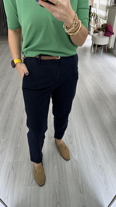 ORJİNAL MODEL, ÖRGÜ KEMERLİ, GABARDİN LACİVERT PANTOLON