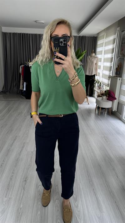 ORJİNAL MODEL, ÖRGÜ KEMERLİ, GABARDİN LACİVERT PANTOLON