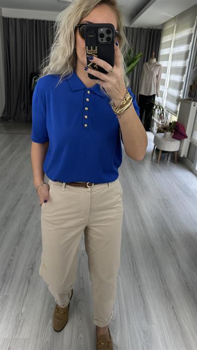 ORJİNAL MODEL, ÖRGÜ KEMERLİ, GABARDİN TAŞ RENGİ PANTOLON