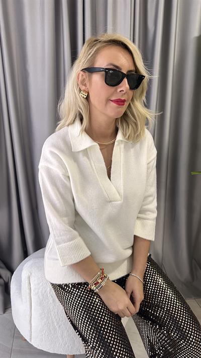 ORJİNAL MODEL POLO V YAKA EKRU TRİKO