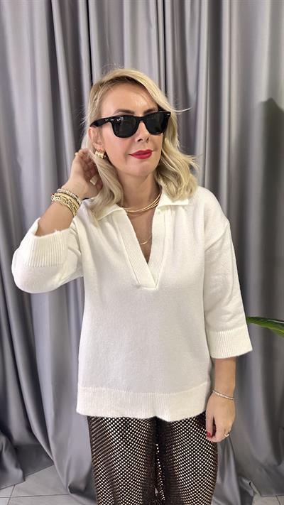 ORJİNAL MODEL POLO V YAKA EKRU TRİKO