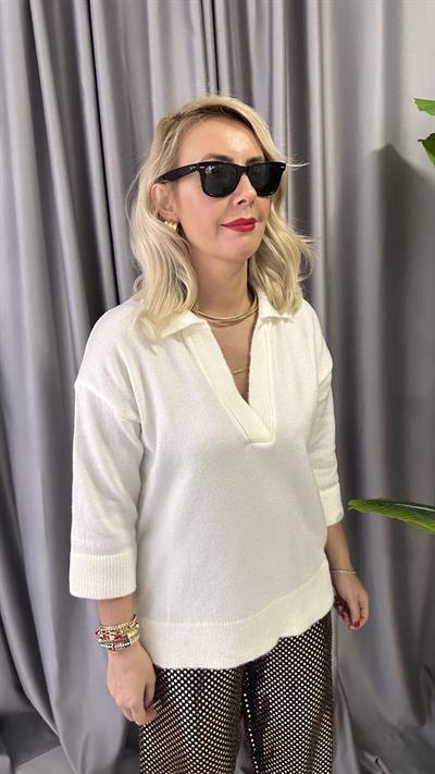 ORJİNAL MODEL POLO V YAKA EKRU TRİKO