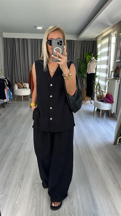 ORJİNAL MODEL SİYAH KETEN TAKIM