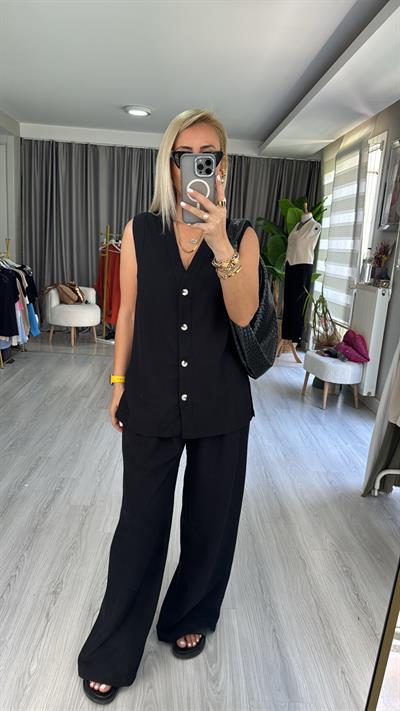 ORJİNAL MODEL SİYAH KETEN TAKIM