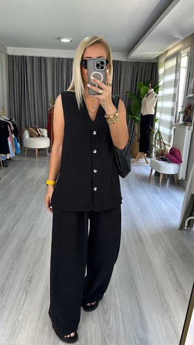 ORJİNAL MODEL SİYAH KETEN TAKIM