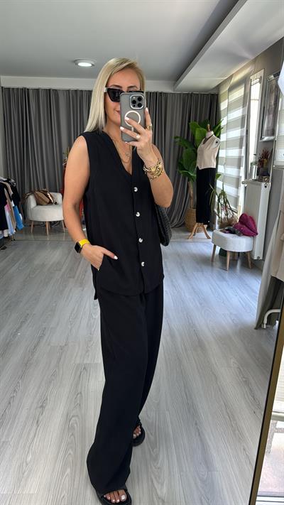 ORJİNAL MODEL SİYAH KETEN TAKIM