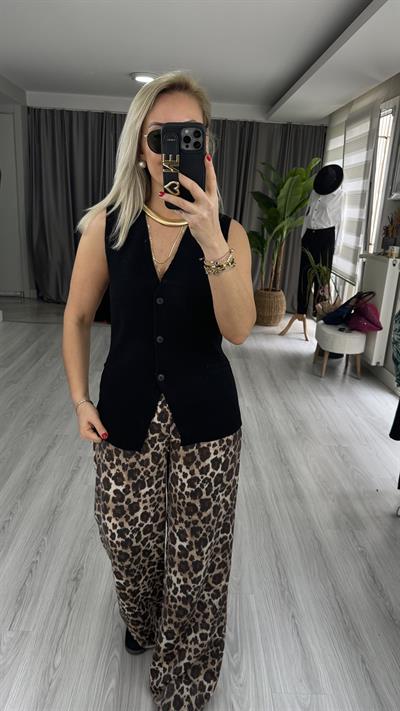 ORJİNAL MODEL SİYAH MERSERİZE YELEK