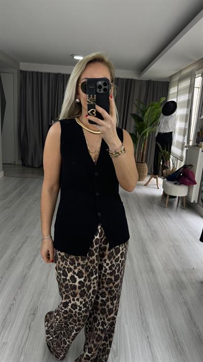 ORJİNAL MODEL SİYAH MERSERİZE YELEK