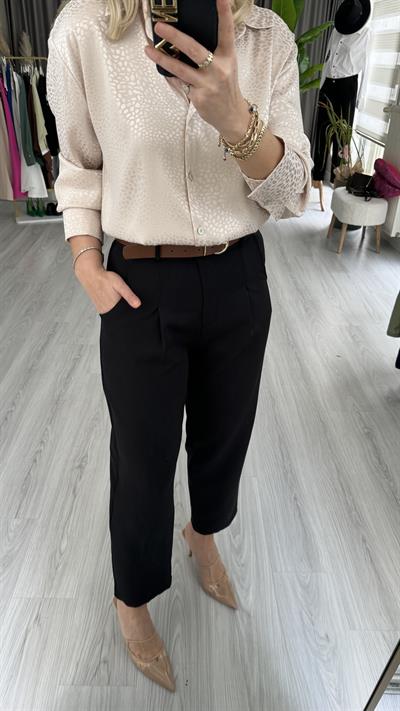 ORJİNAL MODEL TABA KEMERLİ  SİYAH  LİKRALI KREP PANTOLON