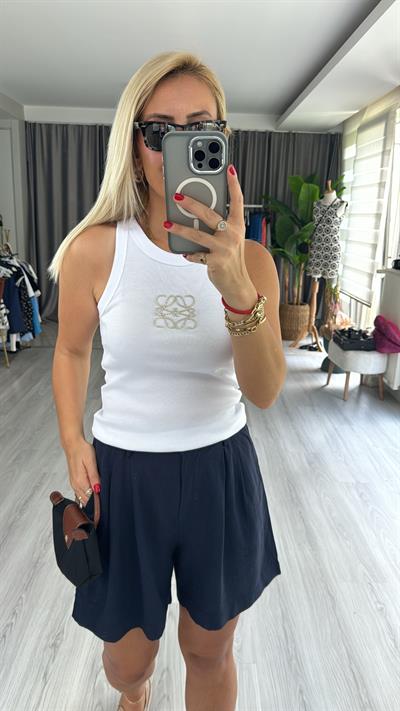 ORJİNAL MODEL TAŞ LOGOLU BEYAZ ATLET