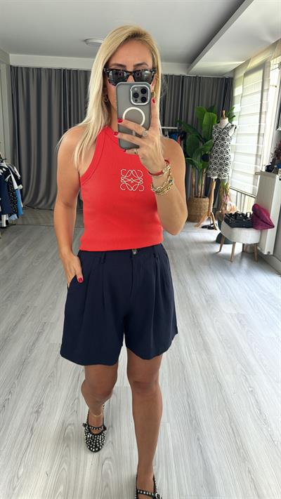 ORJİNAL MODEL TAŞ LOGOLU KIRMIZI ATLET