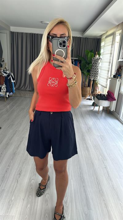 ORJİNAL MODEL TAŞ LOGOLU KIRMIZI ATLET