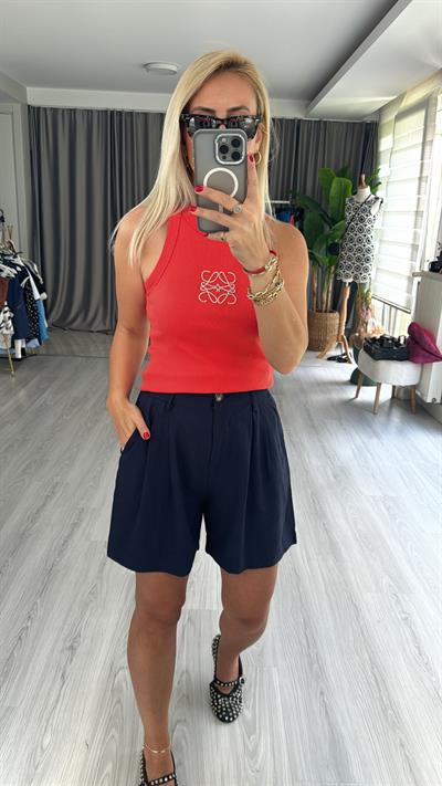 ORJİNAL MODEL TAŞ LOGOLU KIRMIZI ATLET