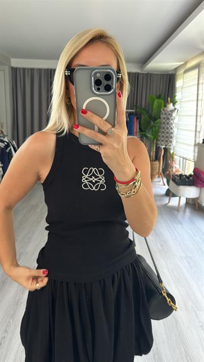 ORJİNAL MODEL TAŞ LOGOLU SİYAH ATLET