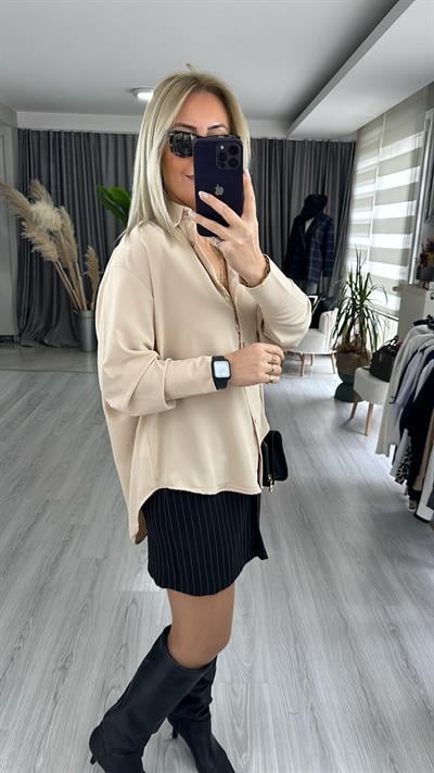 OVERSİZE BEJ GÖMLEK