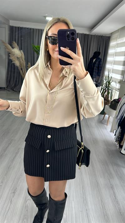 OVERSİZE BEJ GÖMLEK