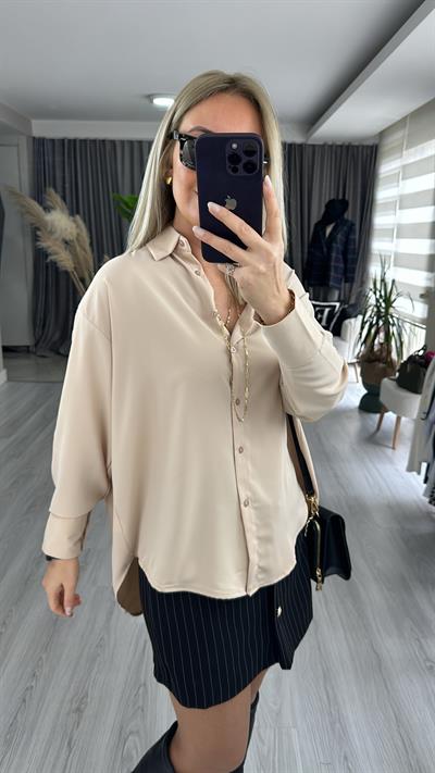OVERSİZE BEJ GÖMLEK