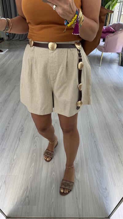 Pamuk Keten Naturel Şort