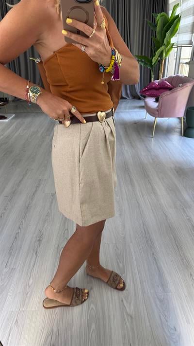 Pamuk Keten Naturel Şort