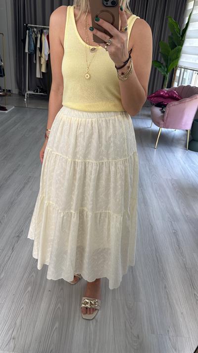 Pamuklu Astarlı Sarı Fisto Etek