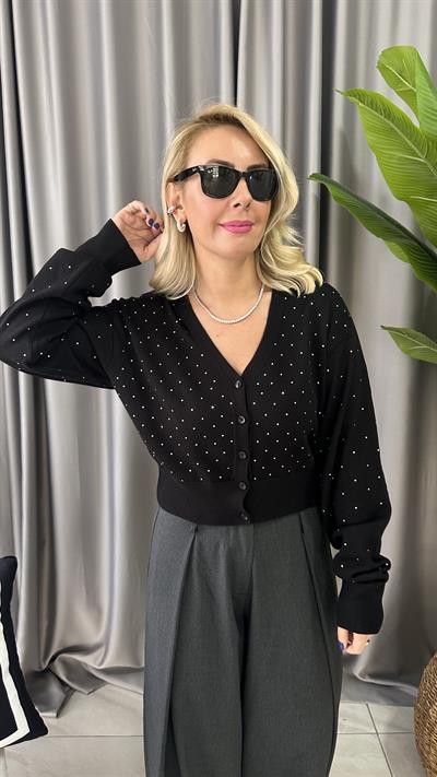 PARLAK TAŞLI SİYAH TRİKO HIRKA