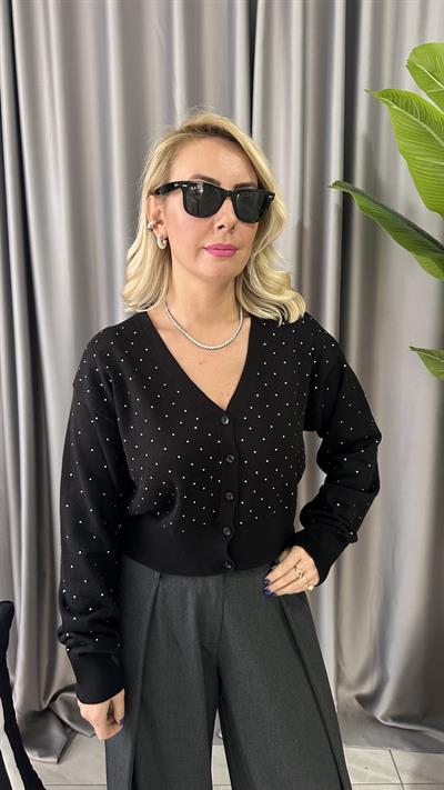 PARLAK TAŞLI SİYAH TRİKO HIRKA