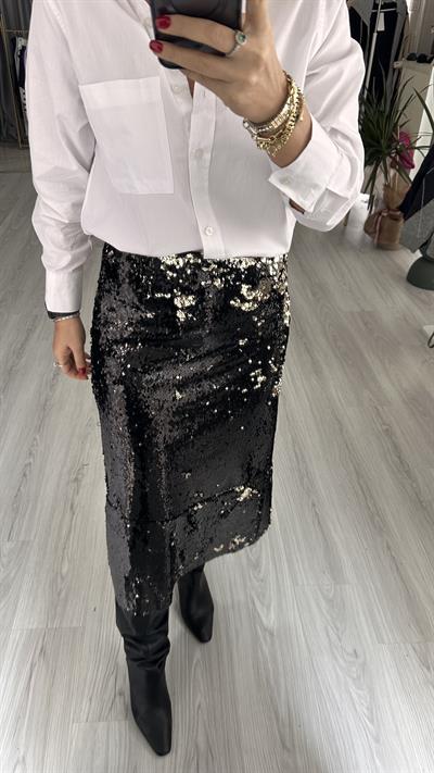 PAYETLİ SİYAH ÇAN ETEK