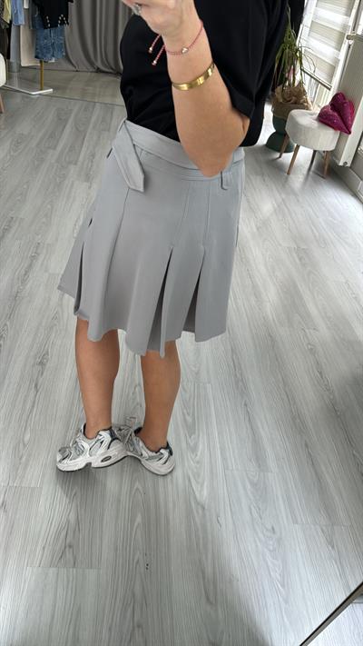 PİLELİ, KEMERLİ ŞEHİR BOY GRİ ETEK