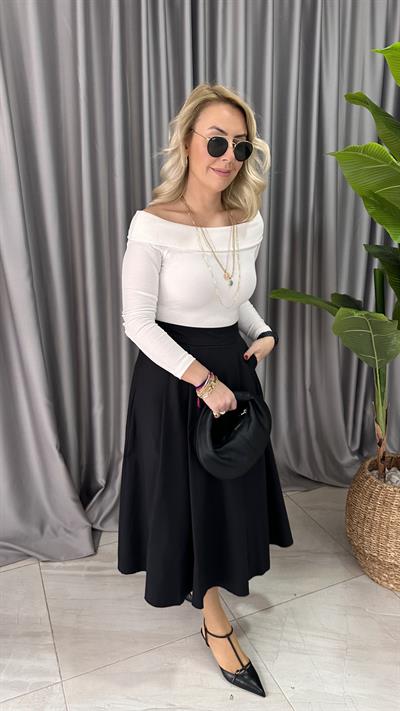 PİLELİ MİDİ BOY SİYAH ETEK