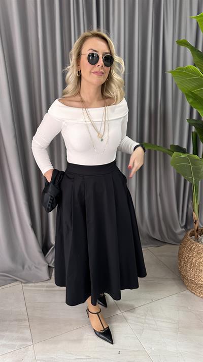 PİLELİ MİDİ BOY SİYAH ETEK