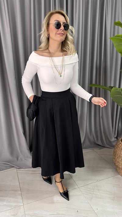 PİLELİ MİDİ BOY SİYAH ETEK