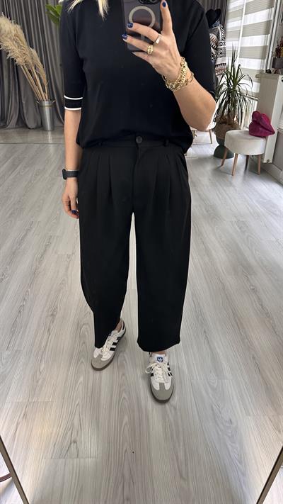 PİLELİ SİYAH PANTOLON
