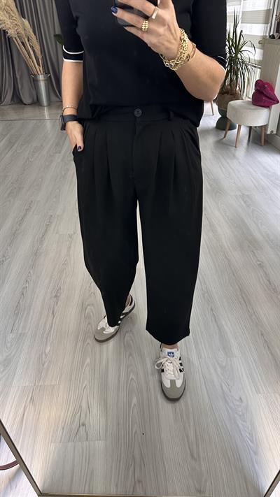 PİLELİ SİYAH PANTOLON