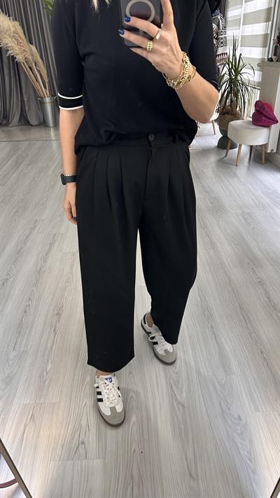 PİLELİ SİYAH PANTOLON