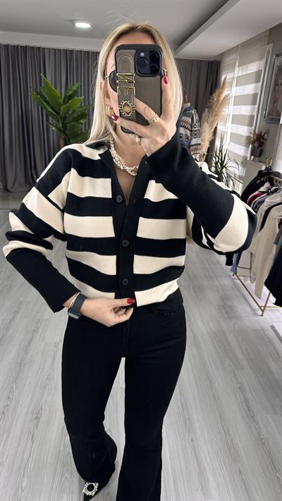 POLO YAKA ÇİZGİLİ TRİKO HIRKA